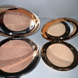 Charlotte Tilbury airbrush flawless finish + hollywood superstar glow highlight